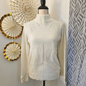 Juicy Courture | Ivory Embellished Turtleneck Sweater | Size M